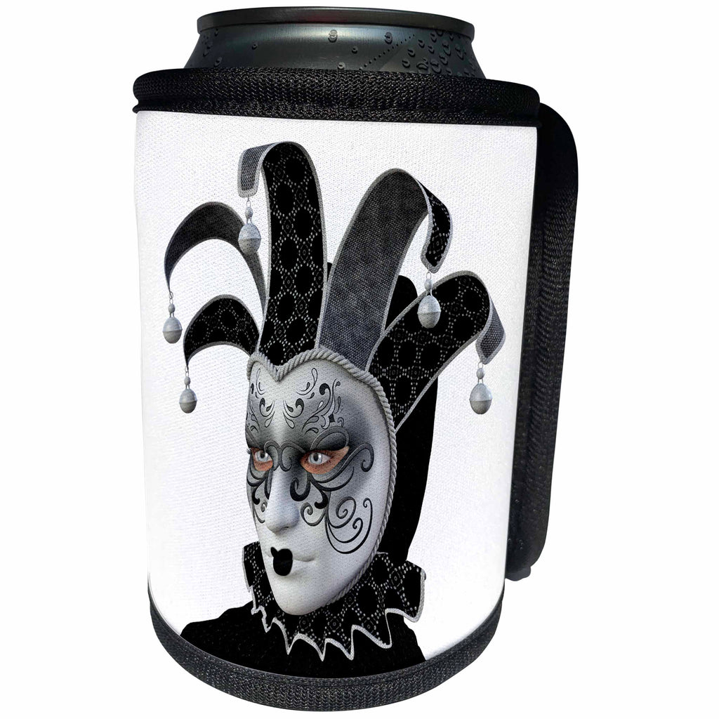 3dRose Boehm Graphics Holiday Canivale and Mardi Gras - Black and Silver Mask Side View - Can Cooler Bottle Wrap (cc_239793)