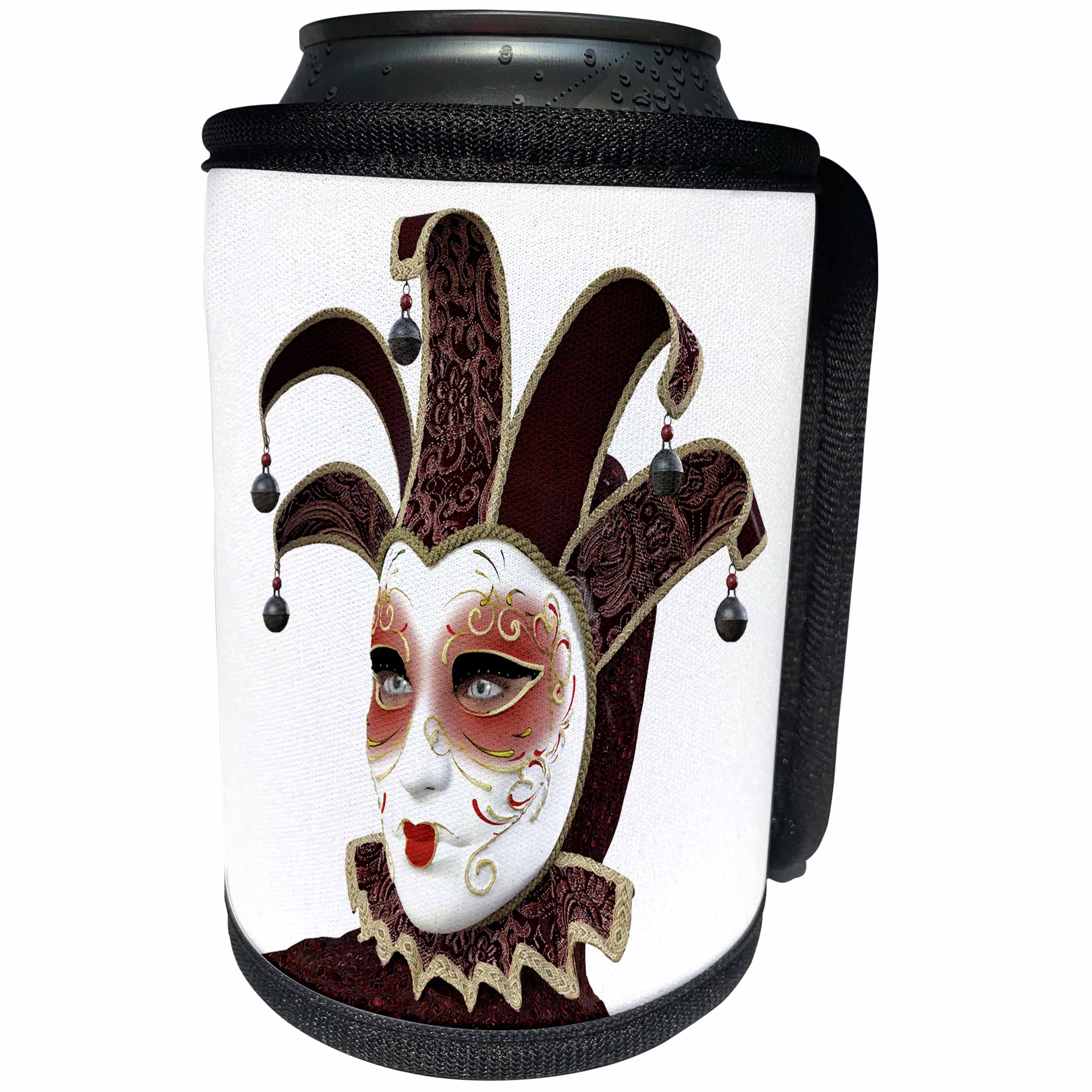 3dRose Boehm Graphics Holiday Canivale and Mardi Gras - Red and Gold Mask Side View - Can Cooler Bottle Wrap (cc_239800)