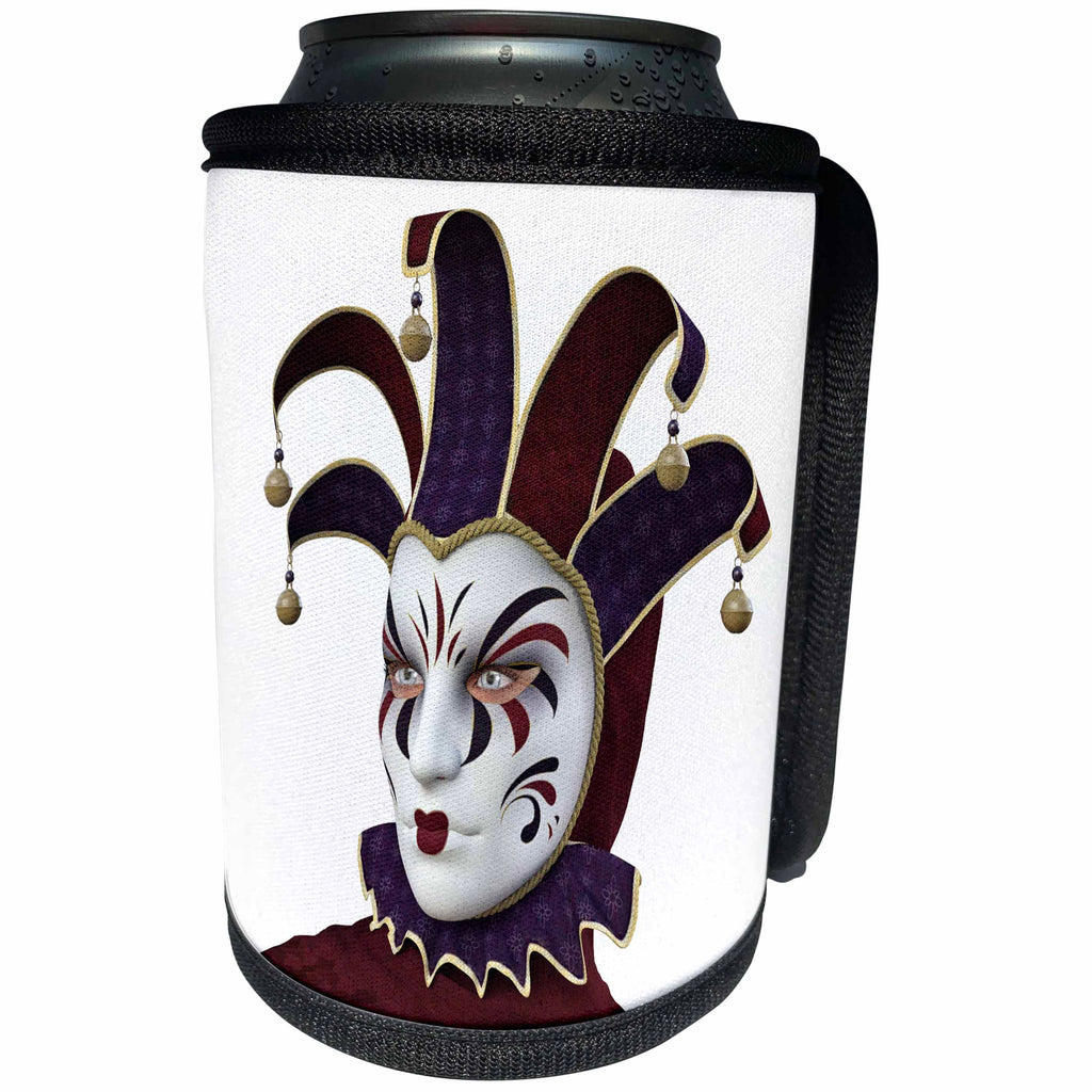 3dRose Boehm Graphics Holiday Canivale and Mardi Gras - Red and Purple Mask Side View - Can Cooler Bottle Wrap (cc_239801)