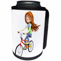 3dRose Boehm Graphics Cartoon - Cartoon Girl Riding Bike - Can Cooler Bottle Wrap (cc_239807)