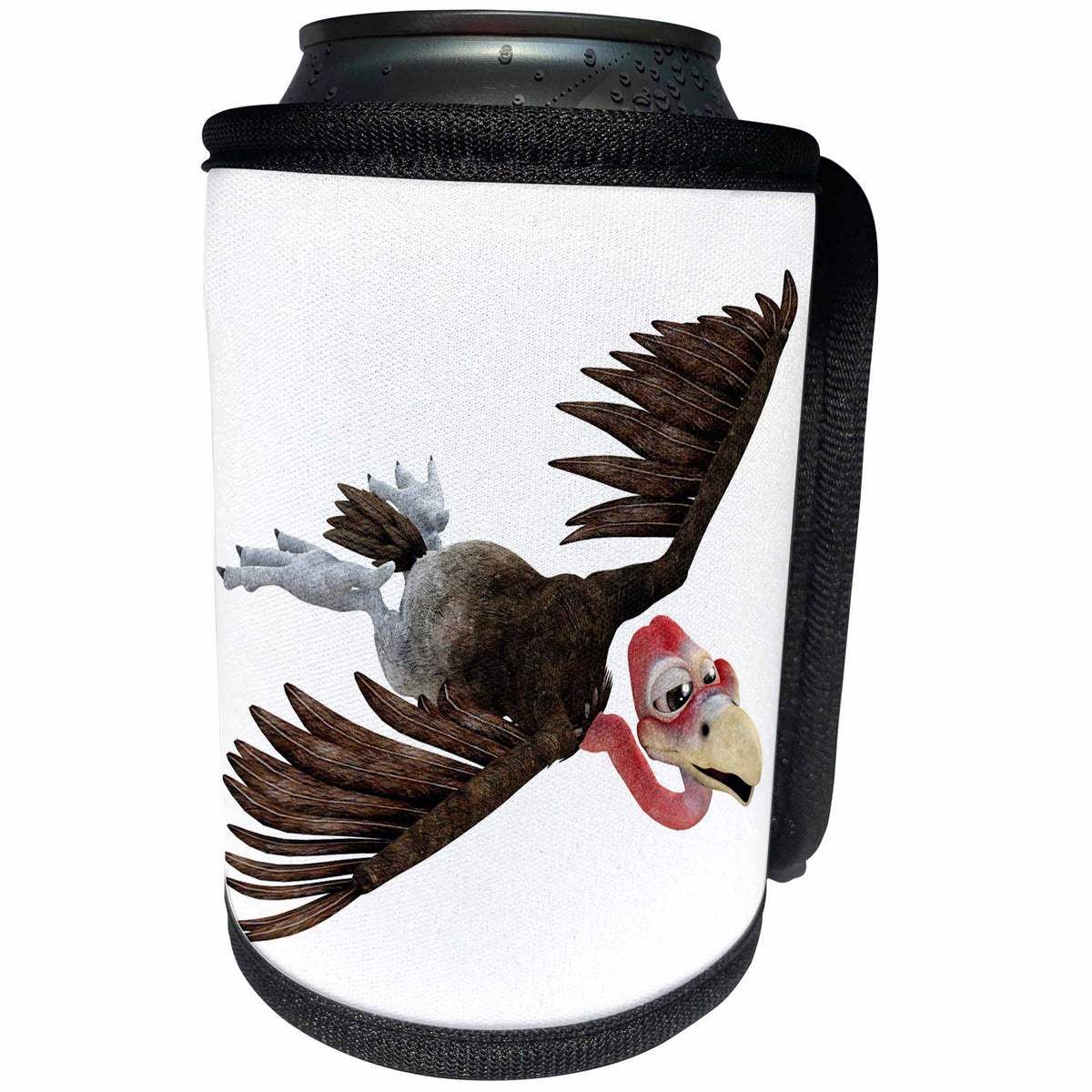 3dRose Boehm Graphics Cartoon - Cartoon Buzzard Flying Through The Air Viewed from Above - Can Cooler Bottle Wrap (cc_239816)