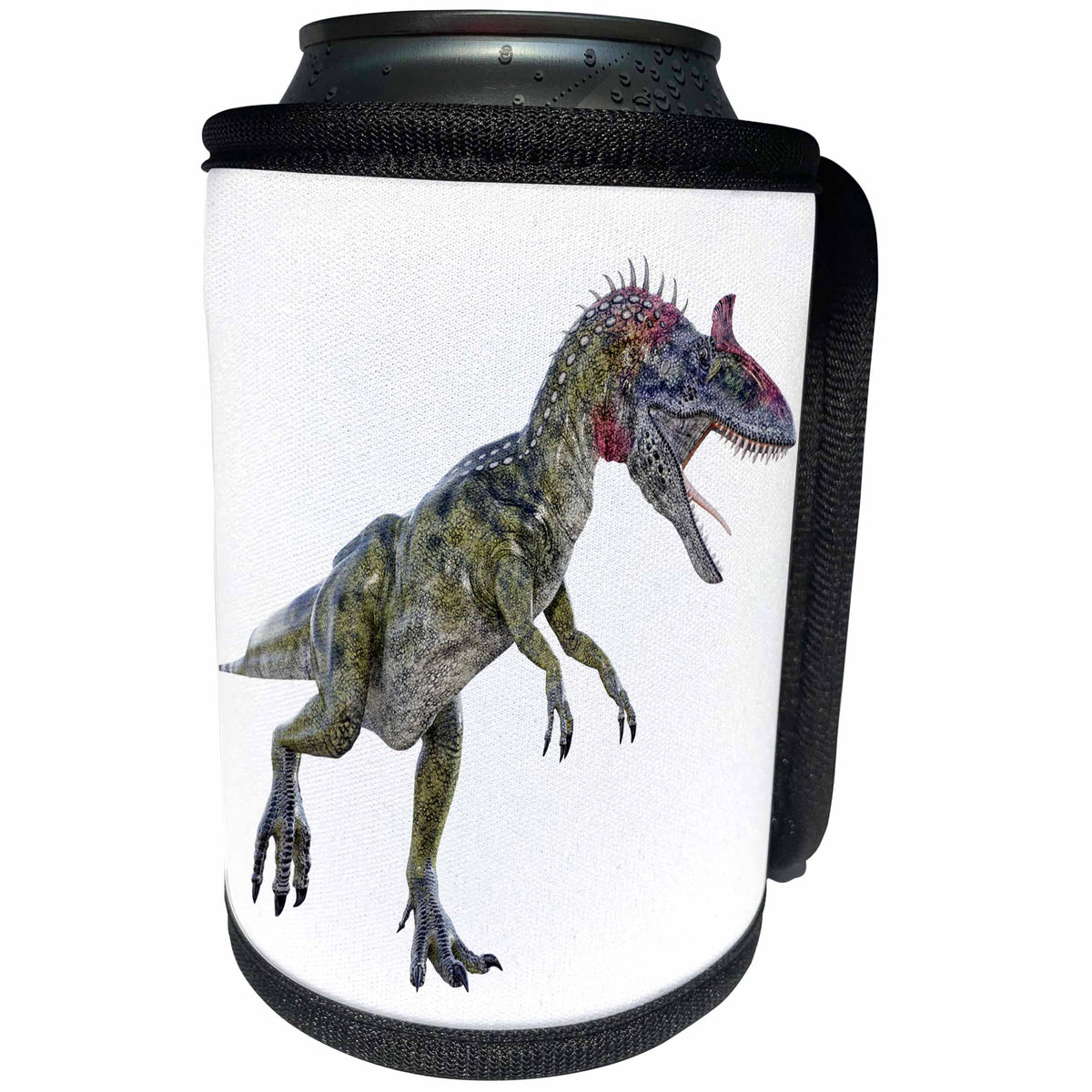 3dRose Boehm Graphics Dinosaur - Cryolophosaurus Dinosaur Running to the Left and Roaring - Can Cooler Bottle Wrap (cc_239823)