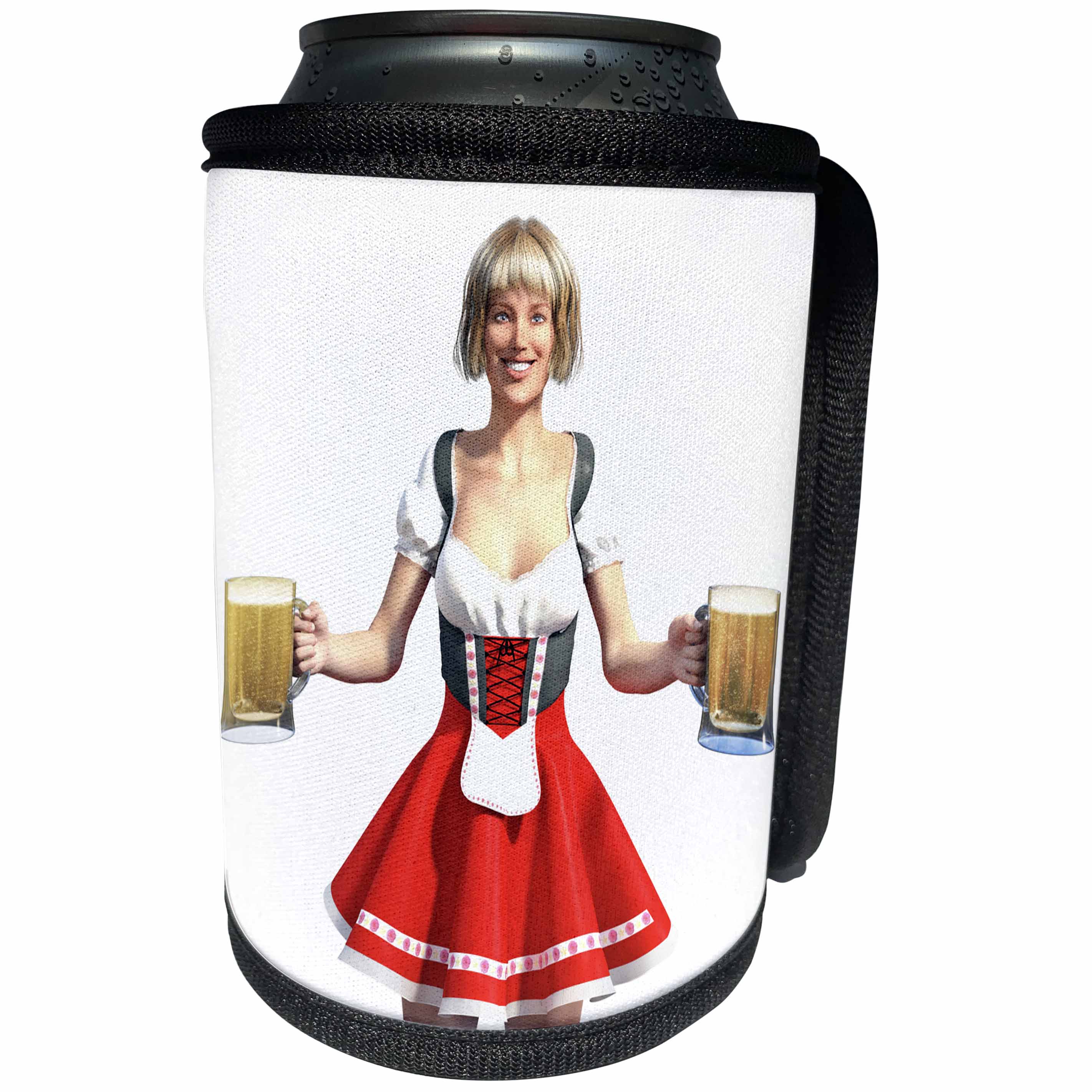 3dRose Boehm Graphics Celebration - Oktoberfest Girl with Beer - Can Cooler Bottle Wrap (cc_239835)