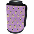 3dRose Anne Marie Baugh - Dogs - Cute Pug Dogs and Bones Pattern On A Purple Background - Can Cooler Bottle Wrap (cc_239873)