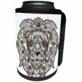 3dRose Anne Marie Baugh - Wild Animals - Glam Faux Gold Lion Face - Can Cooler Bottle Wrap (cc_239876)
