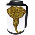 3dRose Anne Marie Baugh - Wild Animals - Exotic Patterned Yellow and Pink Elephant Face - Can Cooler Bottle Wrap (cc_239879)