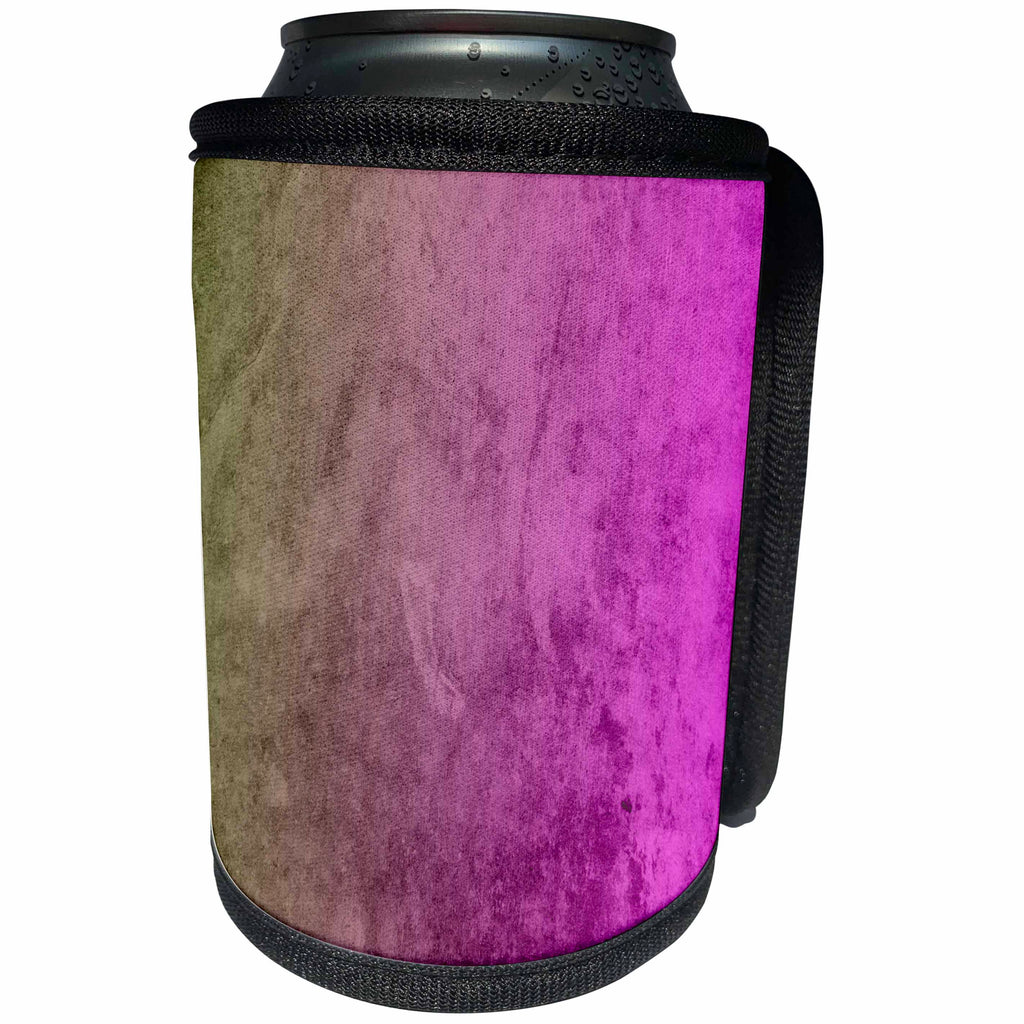 3dRose Anne Marie Baugh - Colors - Pink, Purple, Olive Green Watercolor Background - Can Cooler Bottle Wrap (cc_239885)