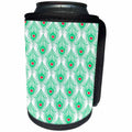 3dRose Anne Marie Baugh - Feathers - Chic Mint Green and Pink Feathers Pattern - Can Cooler Bottle Wrap (cc_239888)