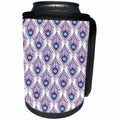 3dRose Anne Marie Baugh - Feathers - Chic Purple and Aqua Feathers Pattern - Can Cooler Bottle Wrap (cc_239890)