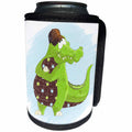 3dRose Doreen Erhardt Kids Collection - Green and Brown Alligator with Blue and Stars in Crayon for Kids - Can Cooler Bottle Wrap (cc_240161)