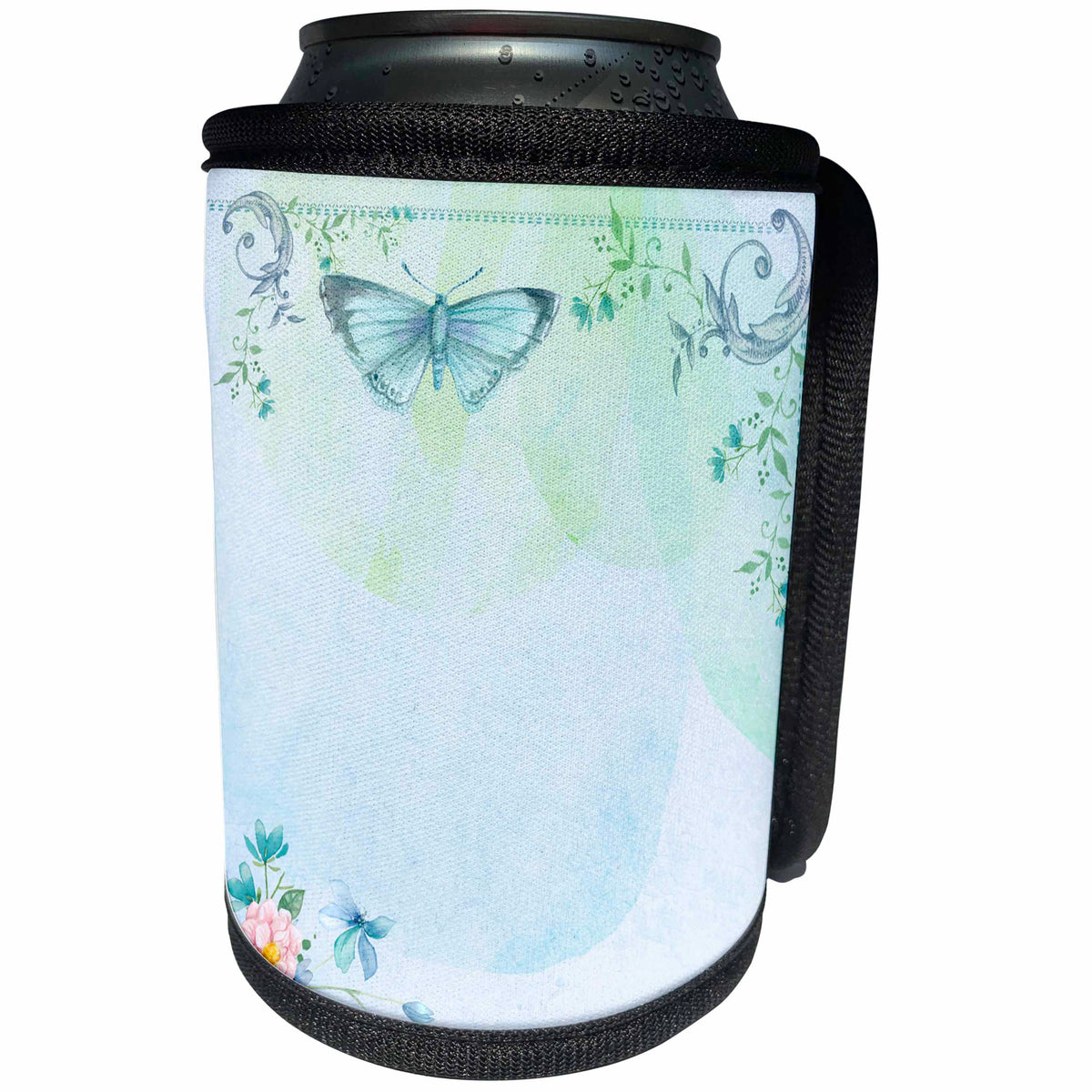 3dRose Sven Herkenrath Butterfly - Blue Butterfly Sheet in Vintage Style - Can Cooler Bottle Wrap (cc_240177)