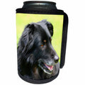 3dRose Sven Herkenrath Dog - Black Dog with Love and Yellow Background - Can Cooler Bottle Wrap (cc_240187)