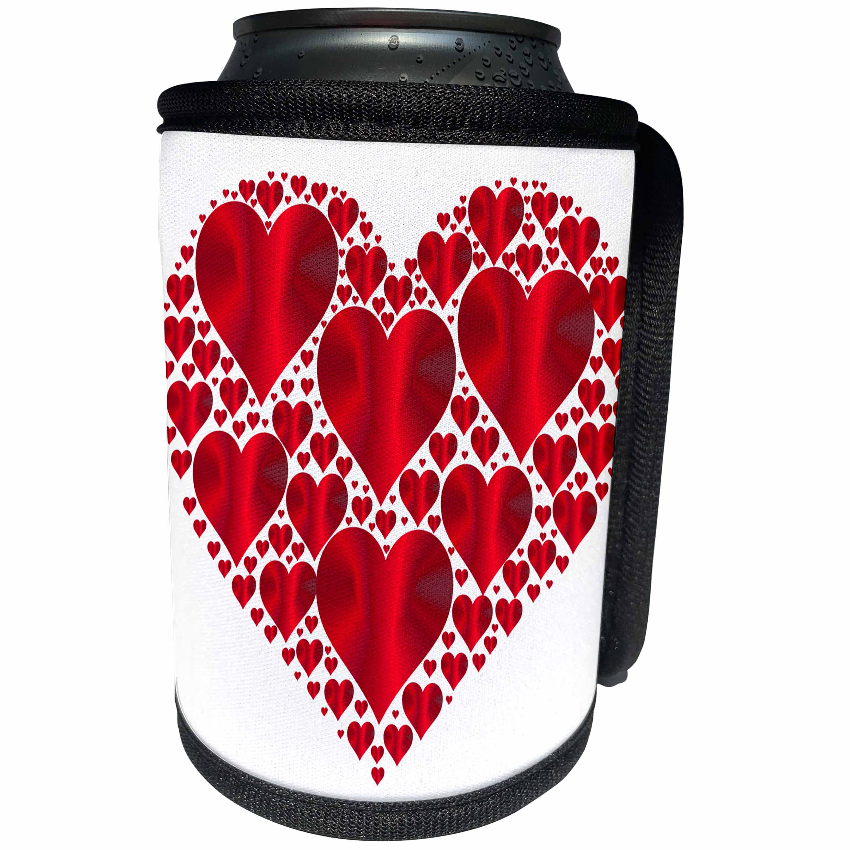 3dRose Sven Herkenrath Love - Red Heart of Love in Pattern Style - Can Cooler Bottle Wrap (cc_240195)