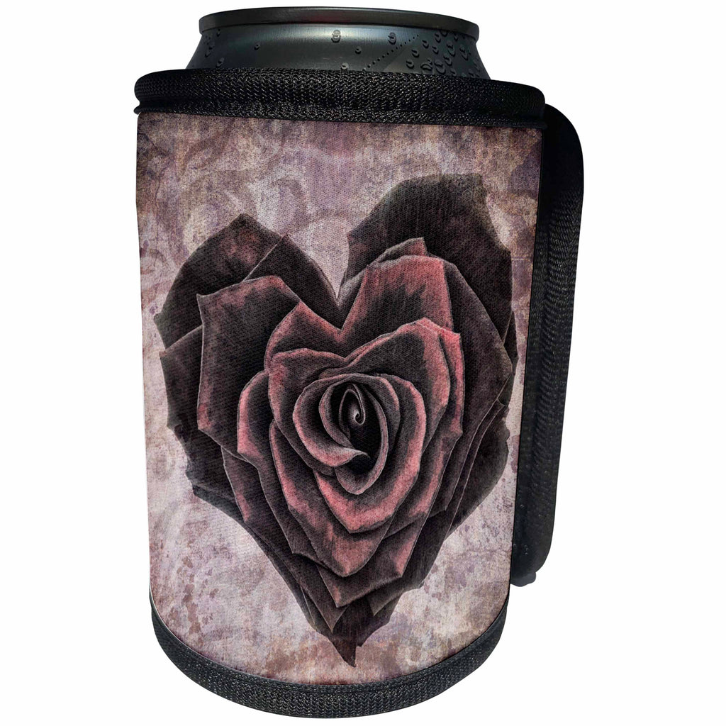 3dRose Sven Herkenrath Love - Vintage Roses of Love in Heart Style - Can Cooler Bottle Wrap (cc_240196)