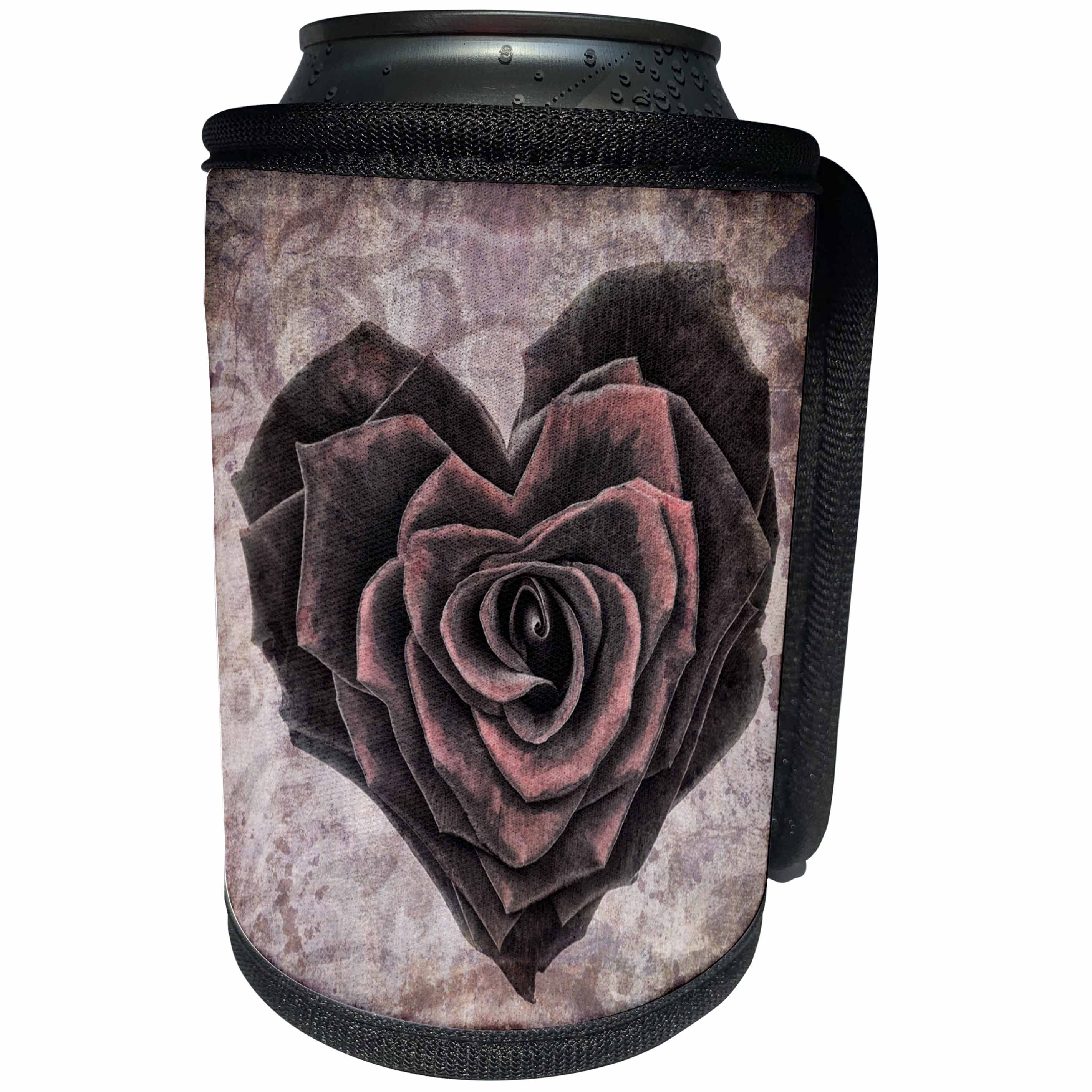 3dRose Sven Herkenrath Love - Vintage Roses of Love in Heart Style - Can Cooler Bottle Wrap (cc_240196)