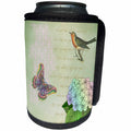 3dRose Sven Herkenrath Vintage - Old Antique Sheet with Bird and Butterfly - Can Cooler Bottle Wrap (cc_240212)