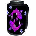 3dRose Sven Herkenrath Sealife - Asia Koi Fish in Purple Style with Black Background - Can Cooler Bottle Wrap (cc_240231)