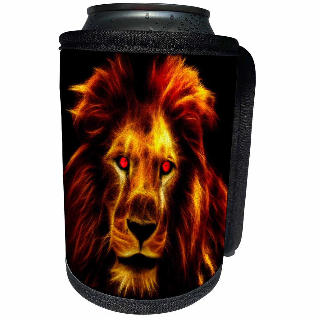 3dRose Sven Herkenrath Animal - Abstract Golden Lion Style - Can Cooler Bottle Wrap (cc_240233)