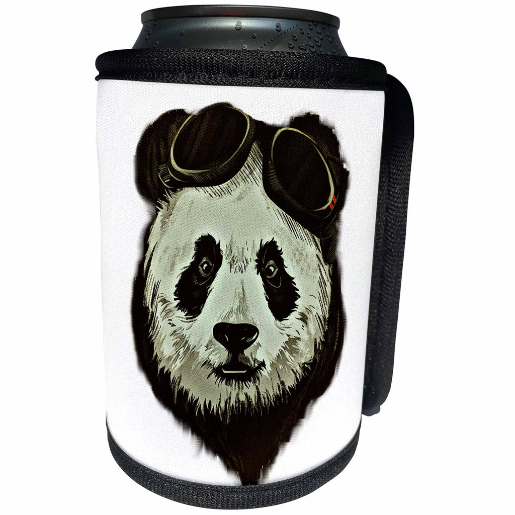 3dRose Sven Herkenrath Animal - Hipster Panda Bear with Glasses - Can Cooler Bottle Wrap (cc_240238)