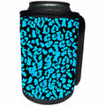 3dRose Cassie Peters Animal Print Abstract - Blue and Black Abstract Cheetah Print - Can Cooler Bottle Wrap (cc_240277)