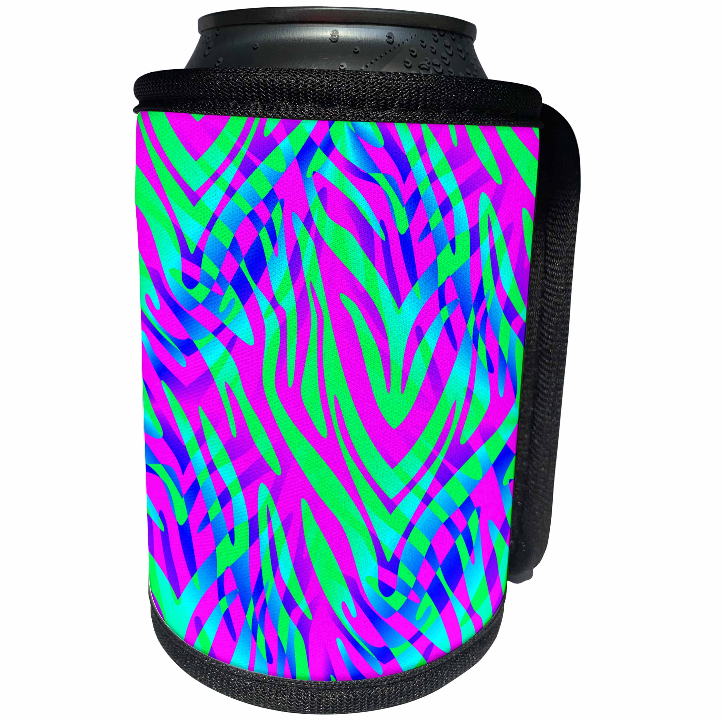 3dRose Cassie Peters Animal Print Abstract - Wild Wild Colors, Lost in the Wilds Abstract Zebra Print - Can Cooler Bottle Wrap (cc_240287)