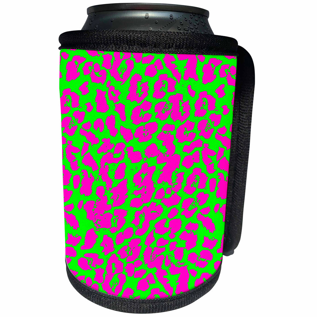 3dRose Cassie Peters Animal Print Abstract - Neon Cheetah Abstract by Angelandspot - Can Cooler Bottle Wrap (cc_240289)