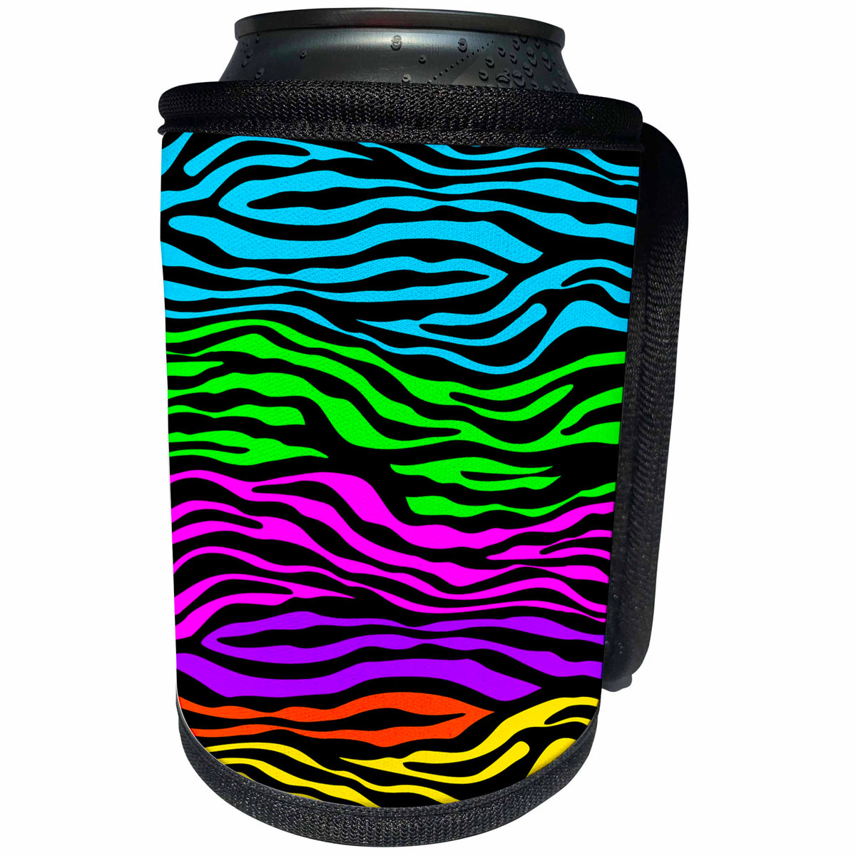 3dRose Cassie Peters Animal Print Abstract - Rainbow Colors Zebra - Can Cooler Bottle Wrap (cc_240296)