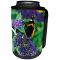 3dRose Cassie Peters Butterflies - Pretty Butterfly and Purple Butterfly bush Flowers - Can Cooler Bottle Wrap (cc_240305)
