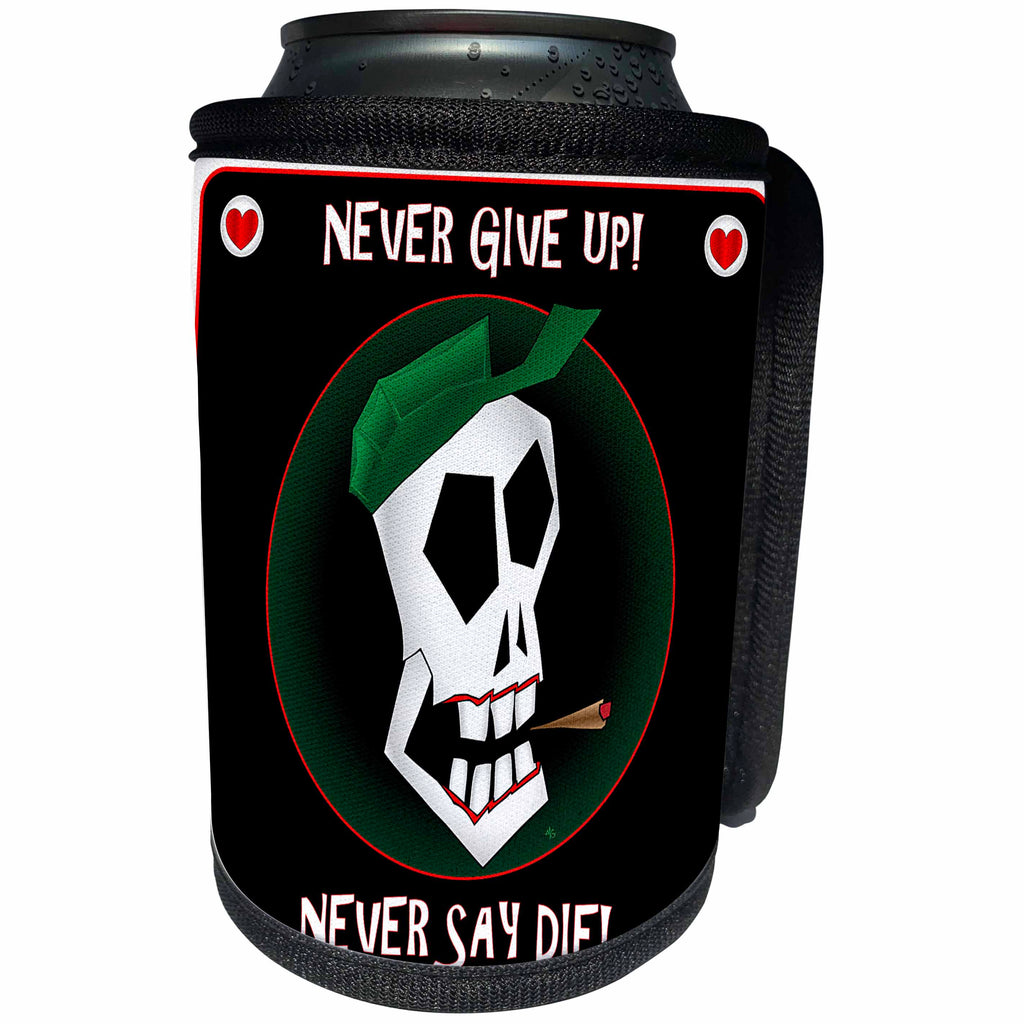 3dRose Mark Grace MONSTERVISIONS Skulls - ARMY SKULL death card - Can Cooler Bottle Wrap (cc_24032)