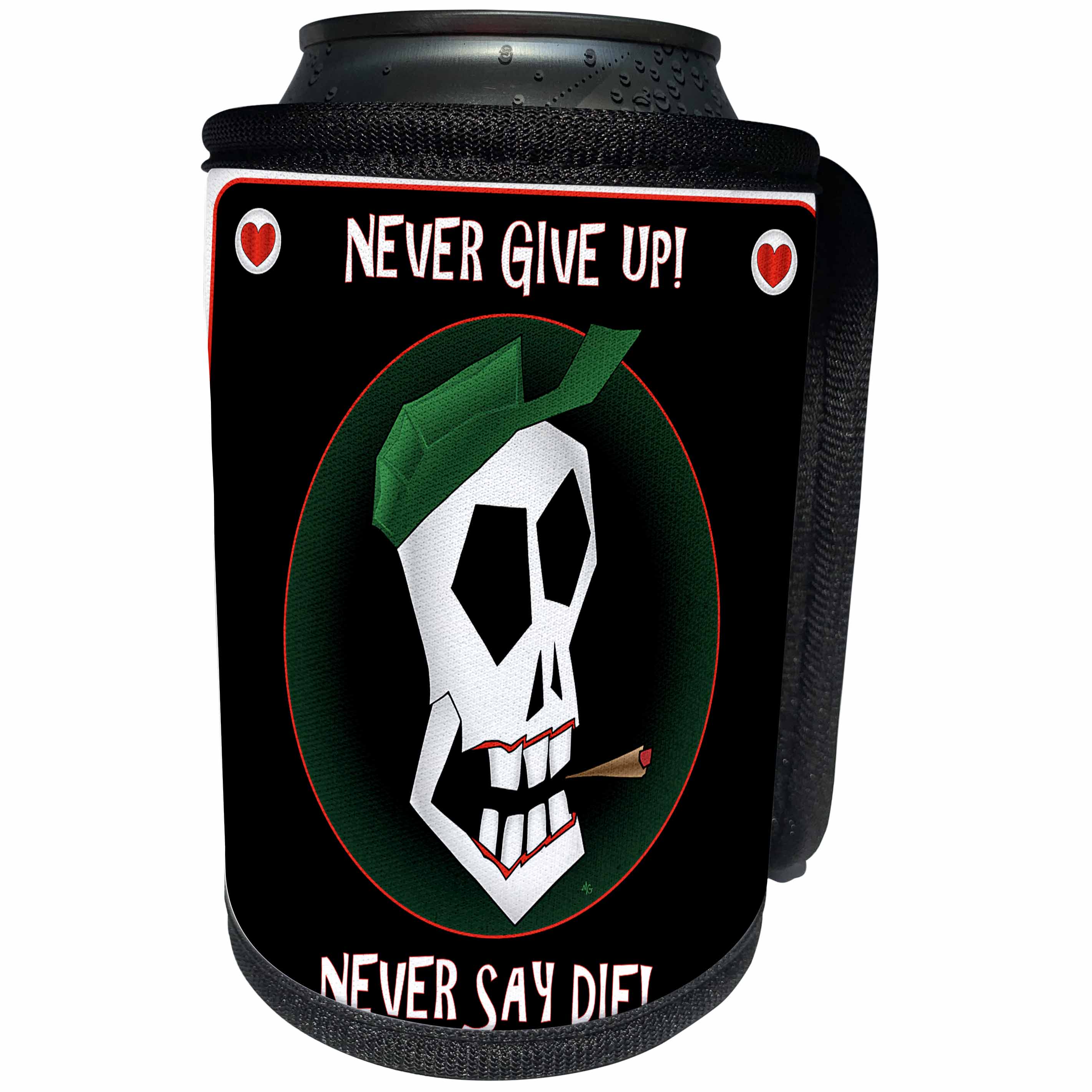 3dRose Mark Grace MONSTERVISIONS Skulls - ARMY SKULL death card - Can Cooler Bottle Wrap (cc_24032)