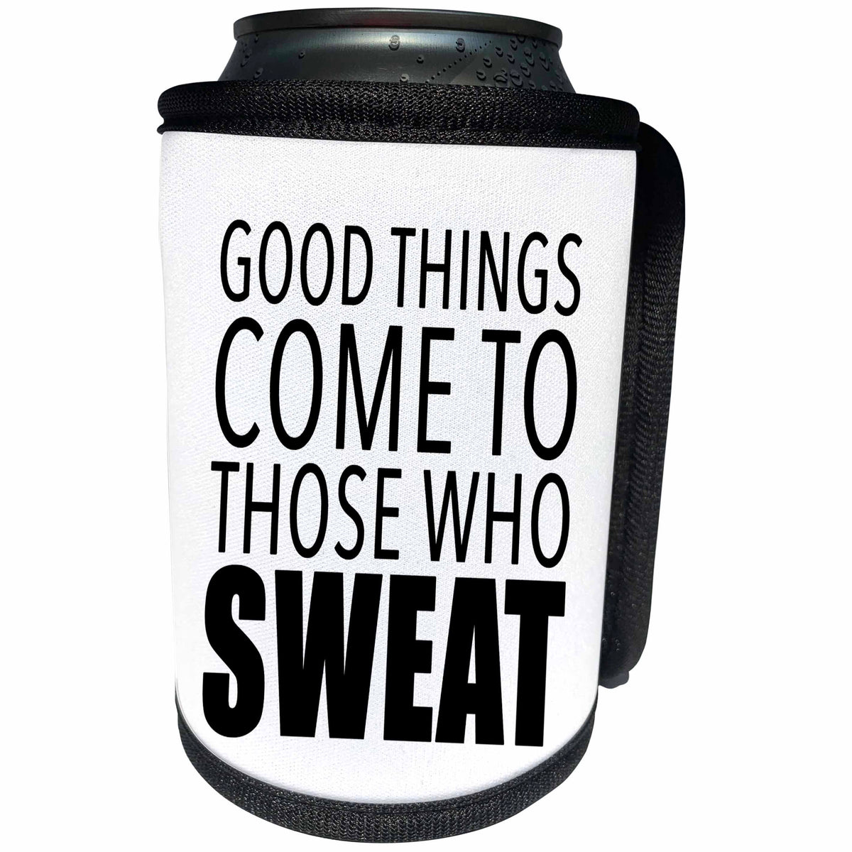 3dRose Tory Anne Collections Quotes - GOOD THINGS COME TO THOSE WHO SWEAT - Can Cooler Bottle Wrap (cc_240322)
