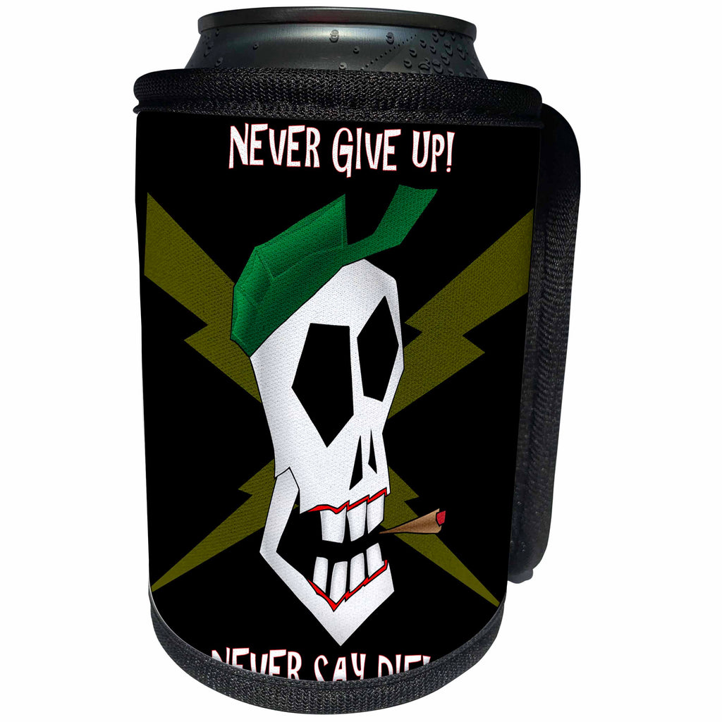 3dRose Mark Grace MONSTERVISIONS Skulls - ARMY SKULL lightning bolts - Can Cooler Bottle Wrap (cc_24033)