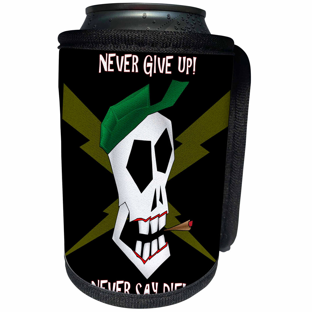 3dRose Mark Grace MONSTERVISIONS Skulls - ARMY SKULL lightning bolts - Can Cooler Bottle Wrap (cc_24033)