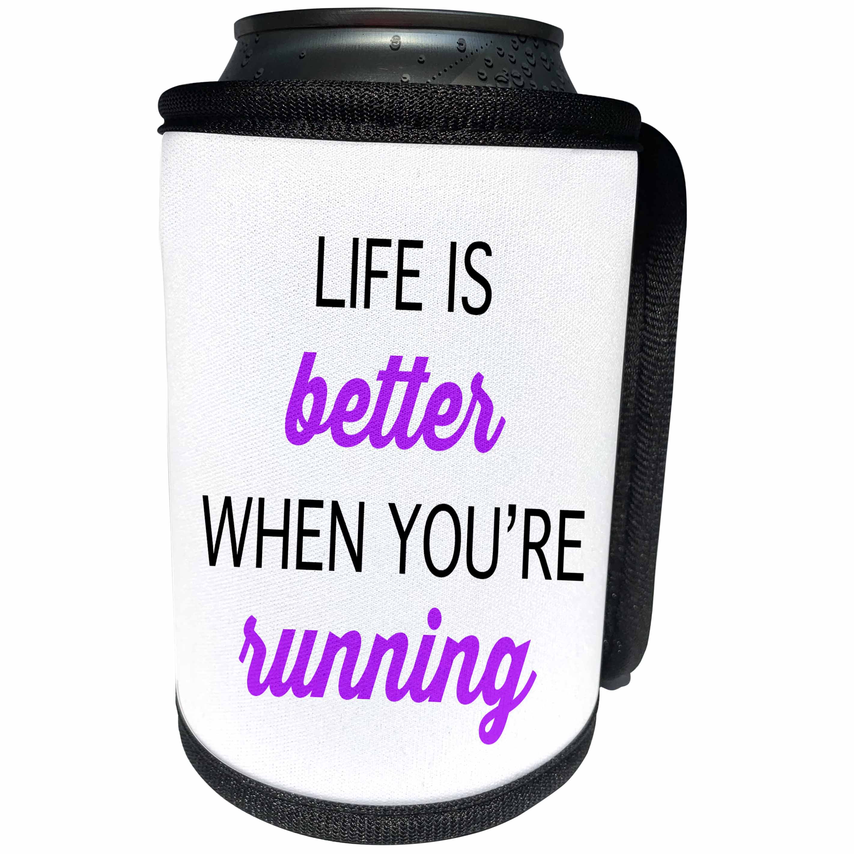 3dRose Tory Anne Collections Quotes - LIFE IS BETTER WHEN YOURE RUNNING - Can Cooler Bottle Wrap (cc_240335)