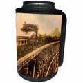 3dRose Scenes from the Past Magic Lantern Slide - Magic Lantern Vintage Steam Locomotive Logging Train Wooden Bridge - Can Cooler Bottle Wrap (cc_240528)