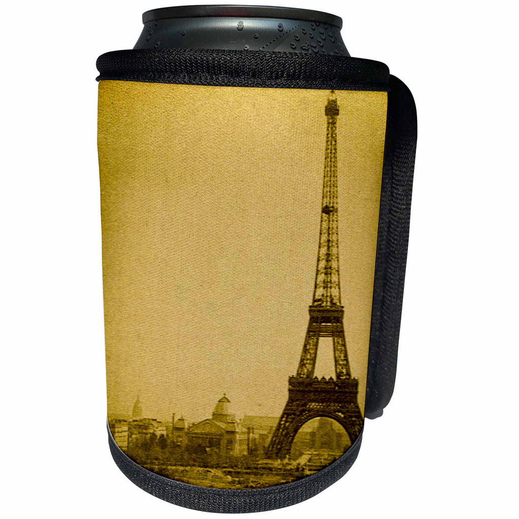 3dRose Scenes from the Past Stereoview - Eiffel Tower Vintage Stereoview from the 1890s Antique - Can Cooler Bottle Wrap (cc_240530)