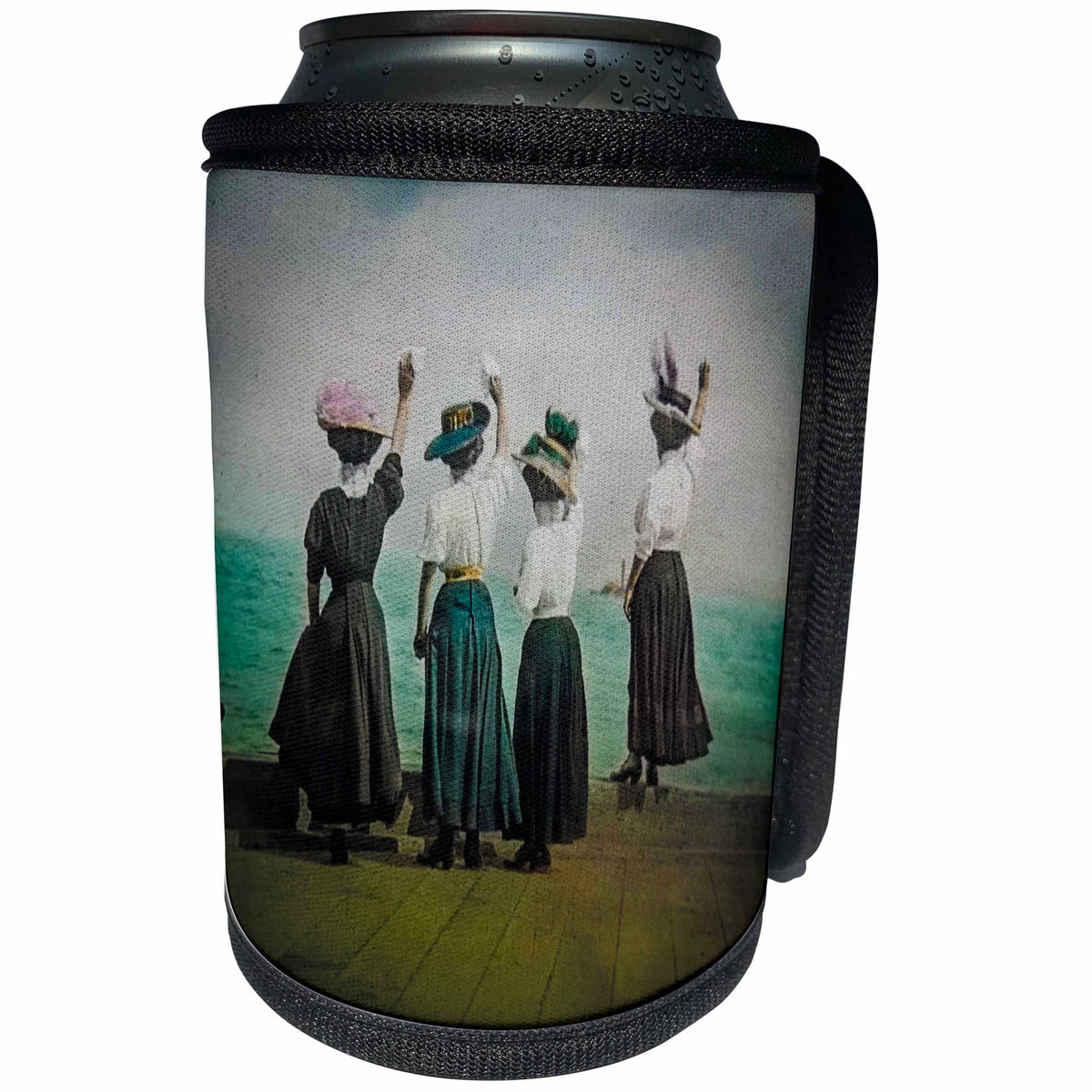 3dRose Scenes from the Past Magic Lantern Slide - USS CONNECTICUT magic lantern all the nice girls love a sailor - Can Cooler Bottle Wrap (cc_240532)