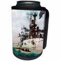 3dRose Scenes from the Past Magic Lantern Slide - USS CONNECTICUT magic lantern sets sail from New York Vintage - Can Cooler Bottle Wrap (cc_240535)