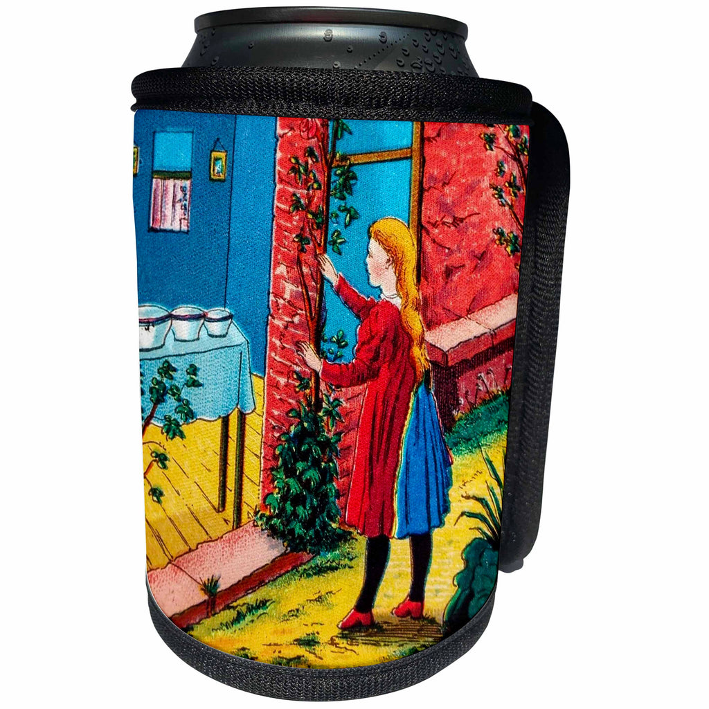 3dRose Scenes from the Past Magic Lantern Slide - Goldilocks and the Three Bears Goldilocks Comes for a Visit Vintage - Can Cooler Bottle Wrap (cc_240541)