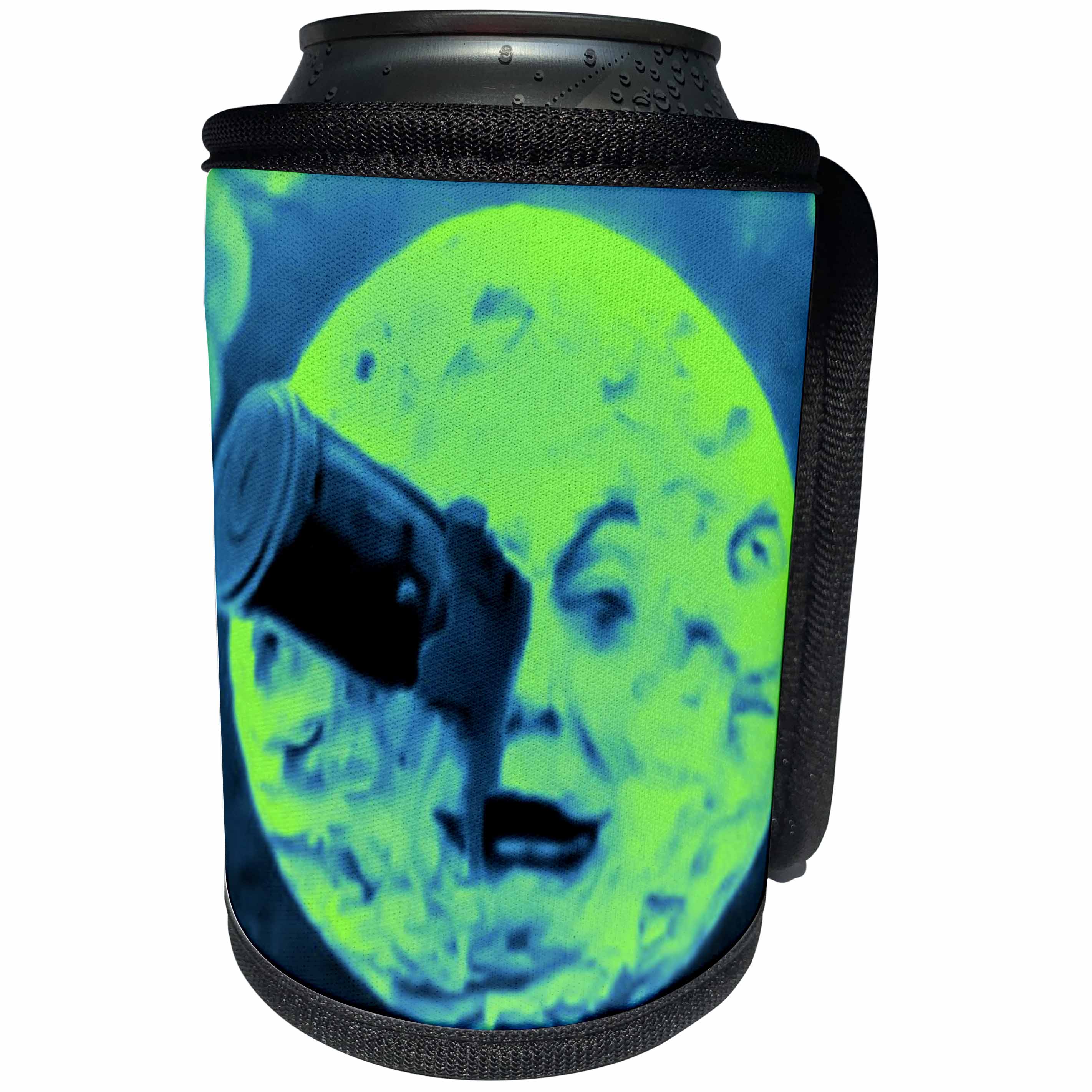 3dRose Scenes from the Past Ephemera - A Trip to the Moon Vintage Funky Martian Green Georges Melies Retro - Can Cooler Bottle Wrap (cc_240551)
