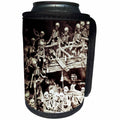 3dRose Scenes from the Past Magic Lantern Slide - Skeleton Party in Satanville Stereoview Vintage 1800s Ghouls in Hell - Can Cooler Bottle Wrap (cc_240556)