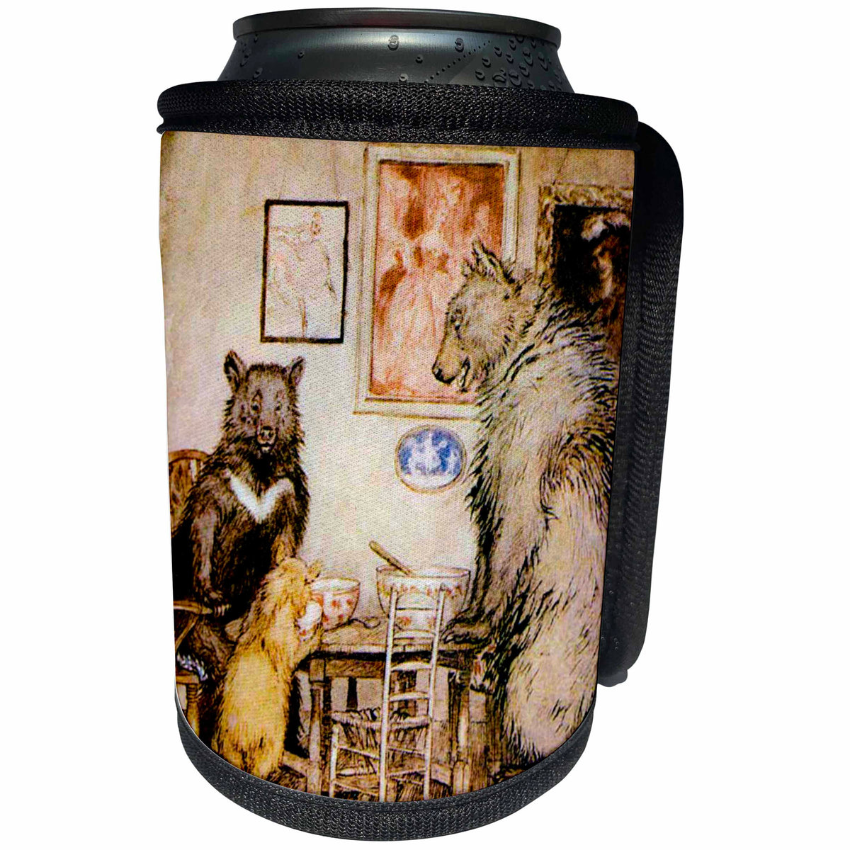 3dRose Scenes from the Past Ephemera - The Three Bears Vintage Fairy Tale Illustration Arthur Rackham - Can Cooler Bottle Wrap (cc_240558)
