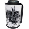 3dRose Scenes from the Past Magic Ephemera - Model T Ski Car Automobile On Skis Snow Shovel Snow Tires Vintage - Can Cooler Bottle Wrap (cc_240576)