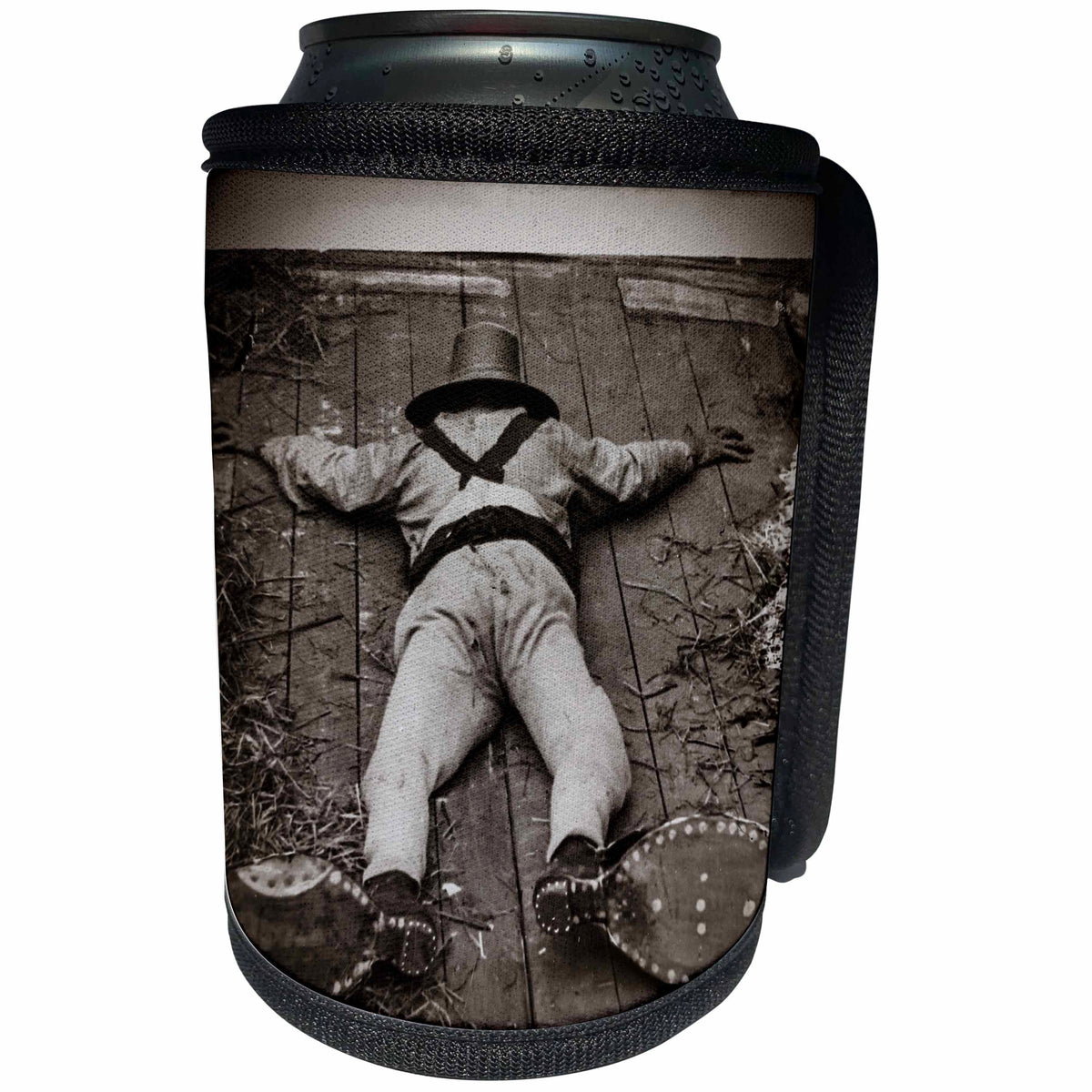 3dRose Scenes from the Past Magic Lantern Slide - Magic Lantern UNCLE POMPEY C1890 MAN IN GIANT CIRCUS CLOWN SHOES - Can Cooler Bottle Wrap (cc_240577)
