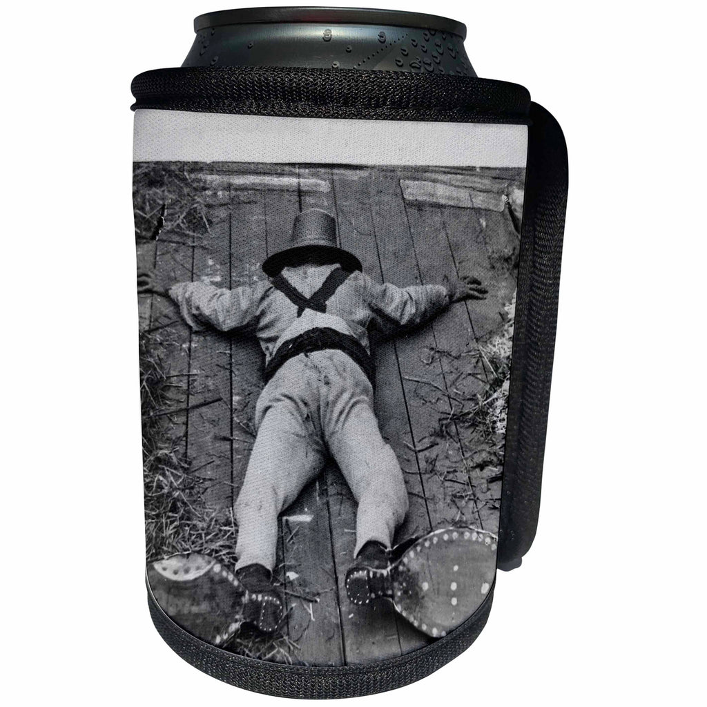 3dRose Scenes from the Past Magic Lantern Slide - Magic Lantern UNCLE POMPEY CIRCA 1890 MAN IN GIANT CIRCUS CLOWN SHOES - Can Cooler Bottle Wrap (cc_240578)