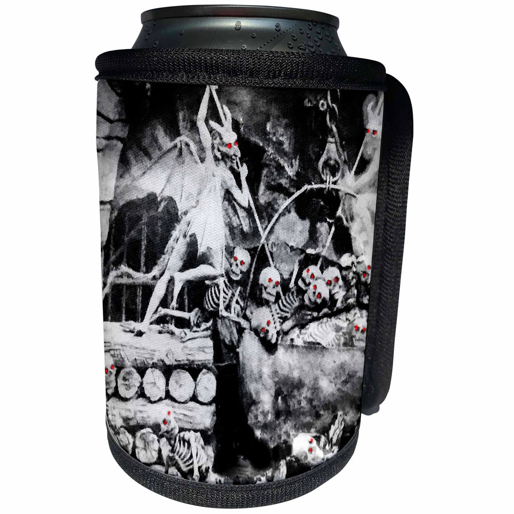 3dRose Scenes from the Past Stereoview - Satanville Vintage Stereoview Skeletons Demons Devil 1800s Ghouls Hell - Can Cooler Bottle Wrap (cc_240581)
