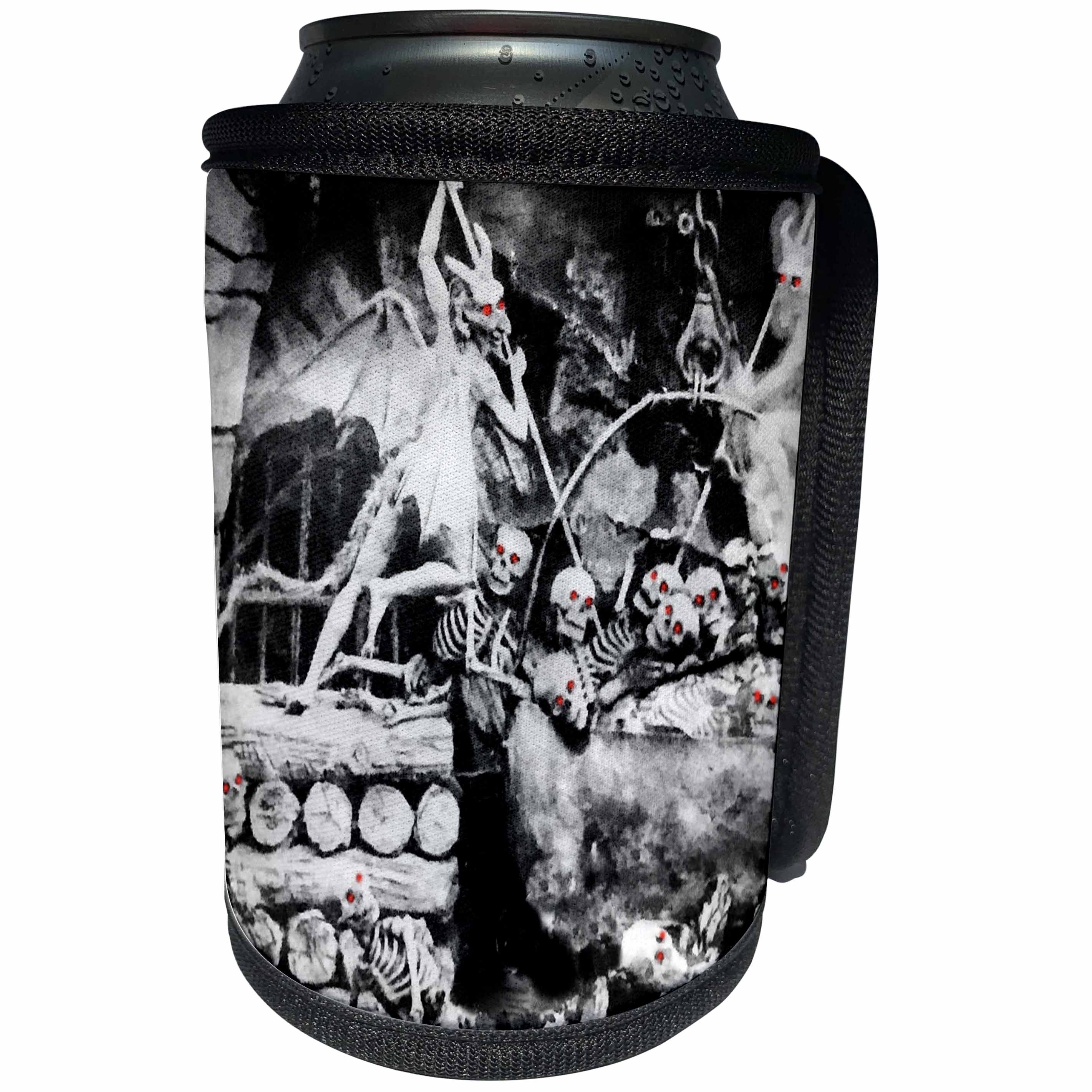 3dRose Scenes from the Past Stereoview - Satanville Vintage Stereoview Skeletons Demons Devil 1800s Ghouls Hell - Can Cooler Bottle Wrap (cc_240581)
