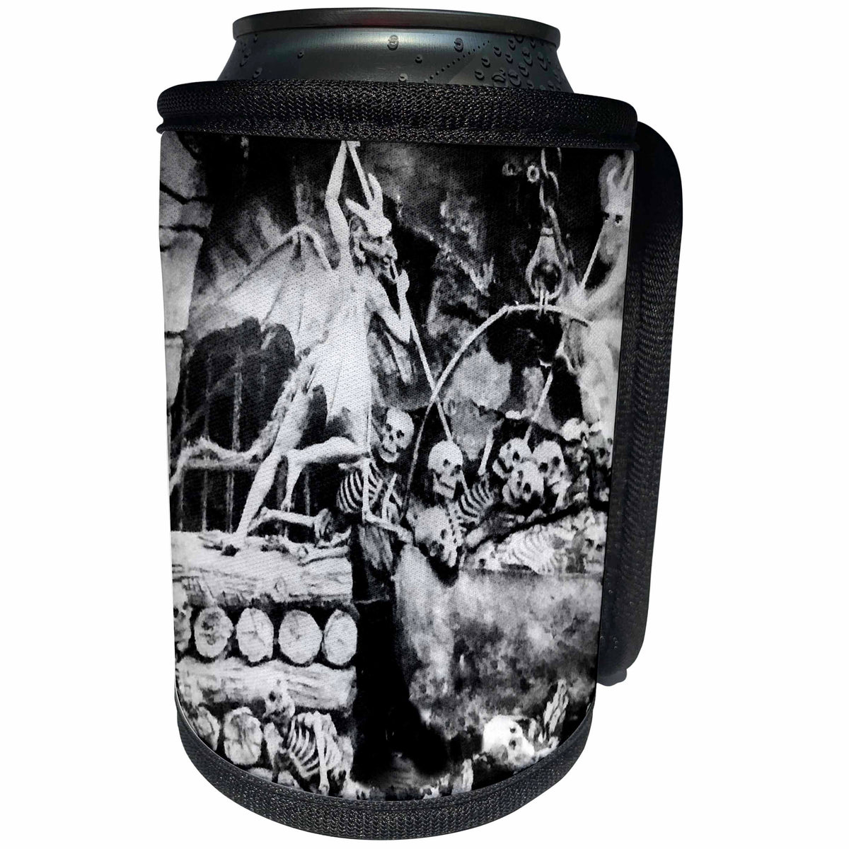 3dRose Scenes from the Past Stereoview - Satanville Vintage French Stereoview Skeletons Devil 1800s - Can Cooler Bottle Wrap (cc_240582)