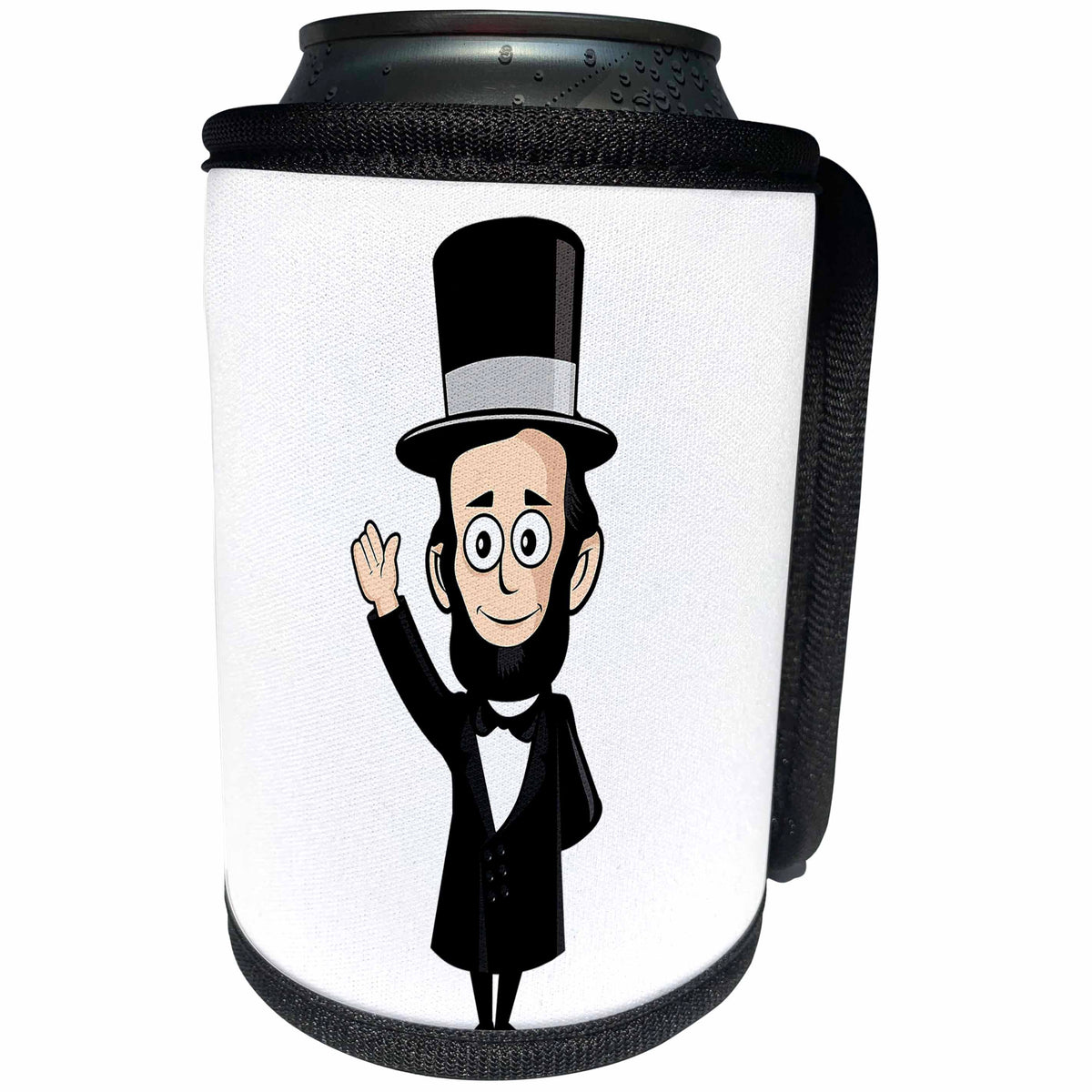 3dRose Scenes from the Past Fun with Historical Figures - President Abraham Lincoln Honest Abe - Can Cooler Bottle Wrap (cc_240583)