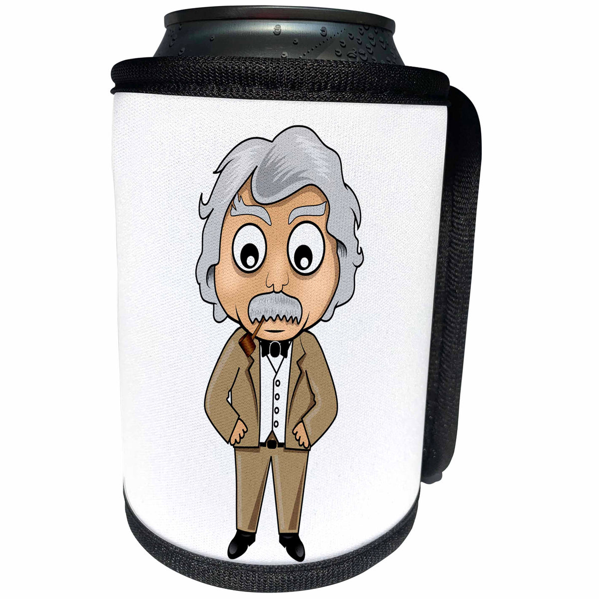 3dRose Scenes from the Past Fun with Historical Figures - Mark Twain Samuel Clemens American Author Humorist Cartoon - Can Cooler Bottle Wrap (cc_240590)